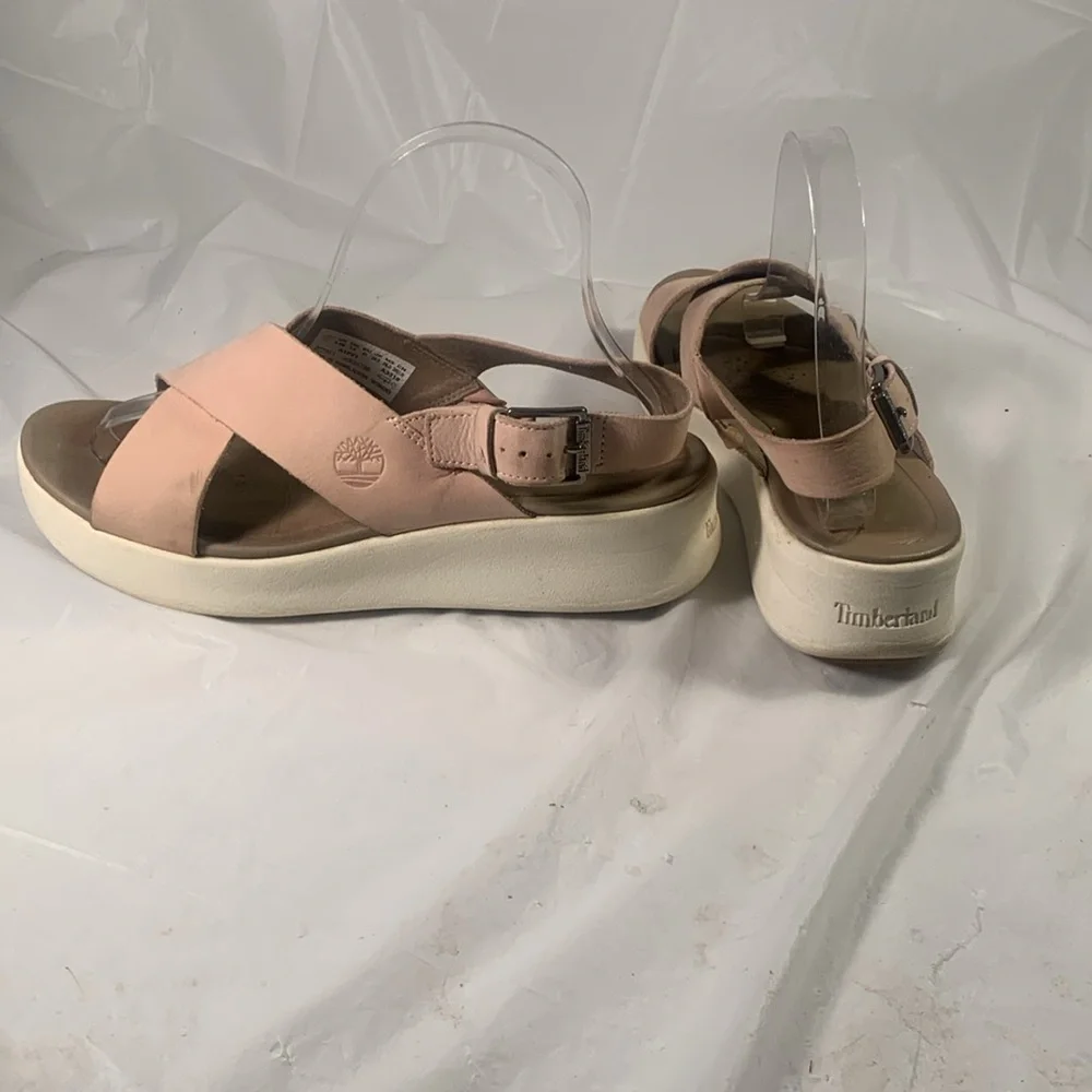 Timberland Women’s Wind Slingback Hazelnut Beige Leather Platform Sandals